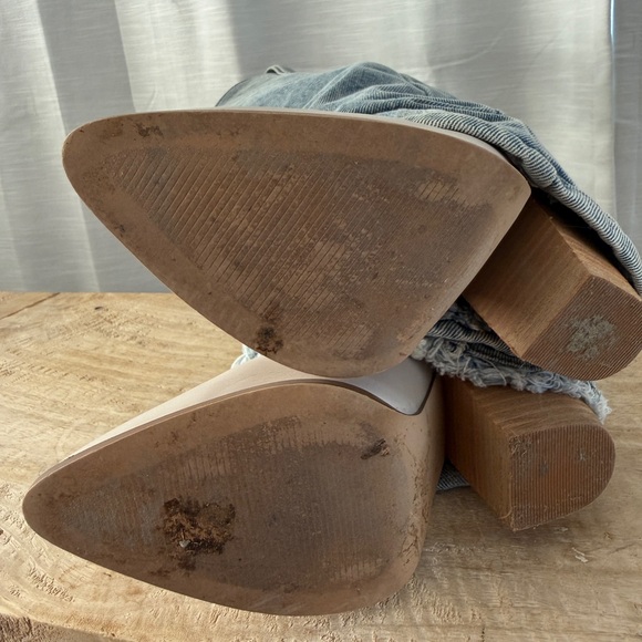 Steve Madden Lassy Denim Cowboy Boot Frayed Hem Western Festival | Size 5M - Picture 14 of 16
